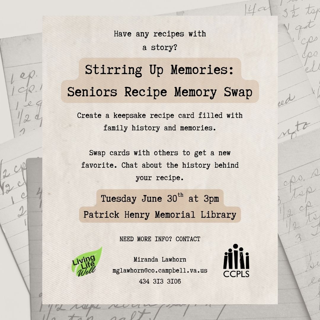 graphic for Stirring Up Memories: Seniors Recipe Memory Swap June 30 2026