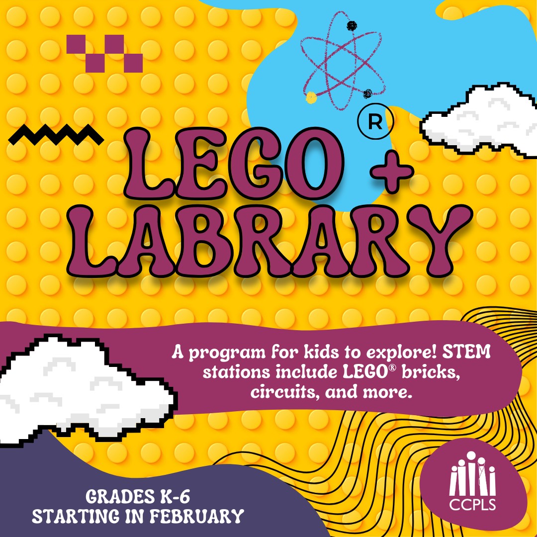 graphic for Legos + Library 2026