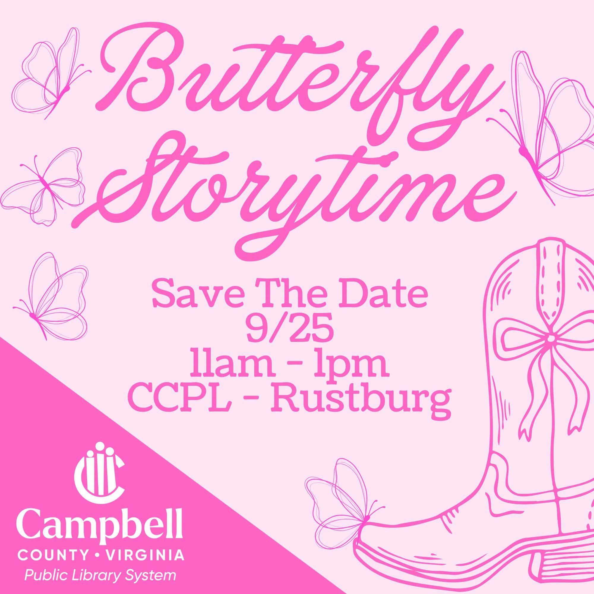 graphic for Butterfly Storytime September 25 2026
